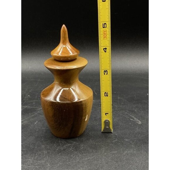 Lakeshore Oregon Myrtlewood Perfume Bottle Empty Glass Vial Insert Hand Carved - Picture 2 of 9